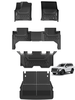 Toyota Land cruiser 2022-2026 (3 Rows) Black Color - Pro Series Car Mats