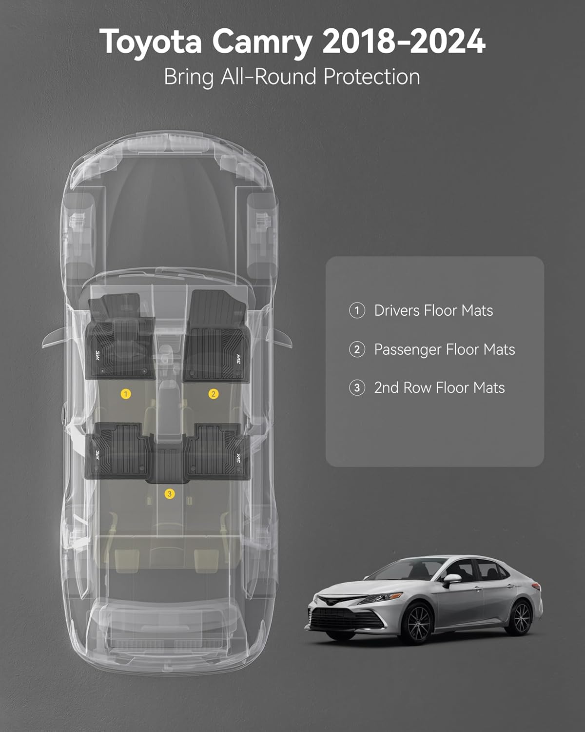 Toyota Camry Gasoline / Hybrid 2018-2024 - Adrian Car Mats Pro Series