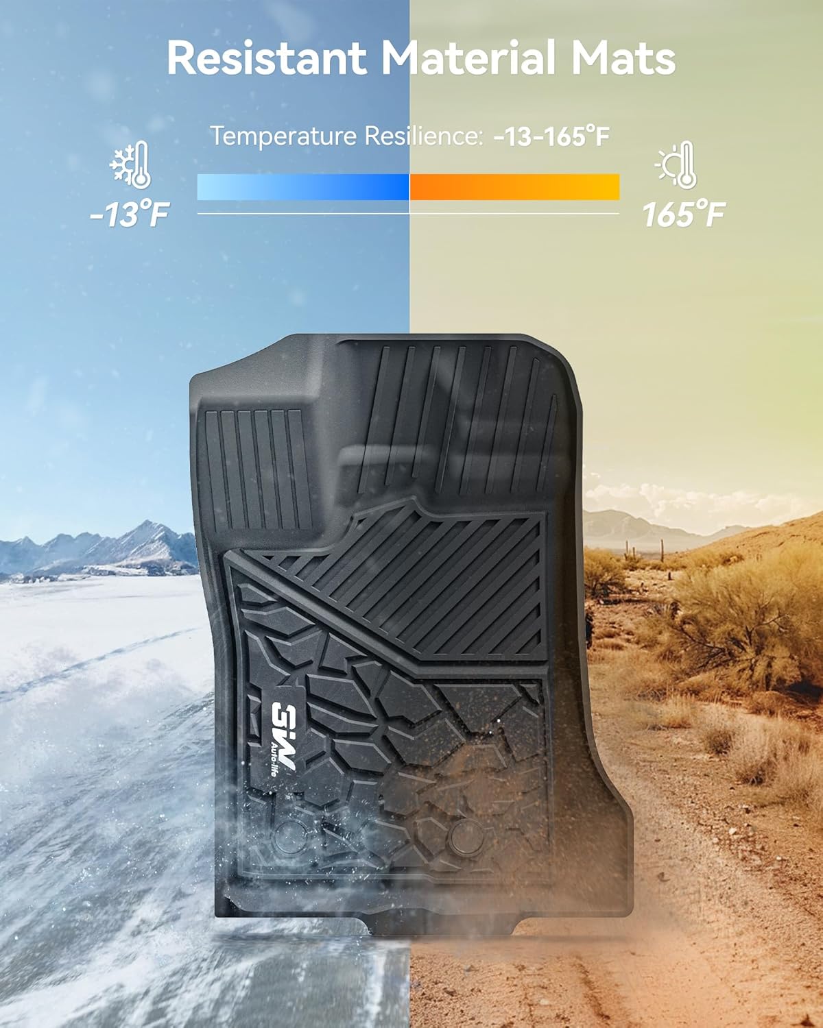 Ford Ranger SuperCrew 2024-2025 3W Custom Floor Mats Thorex™ All-Weather Protection