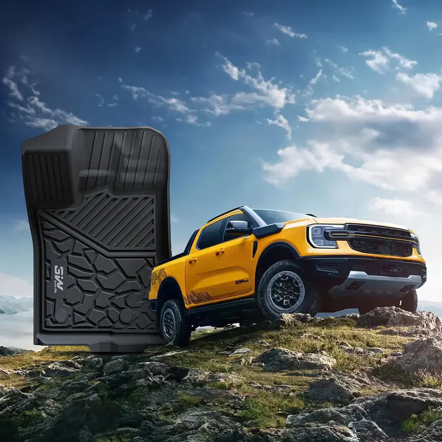 Ford Ranger SuperCrew 2024-2025 3W Custom Floor Mats Thorex™ All-Weather Protection
