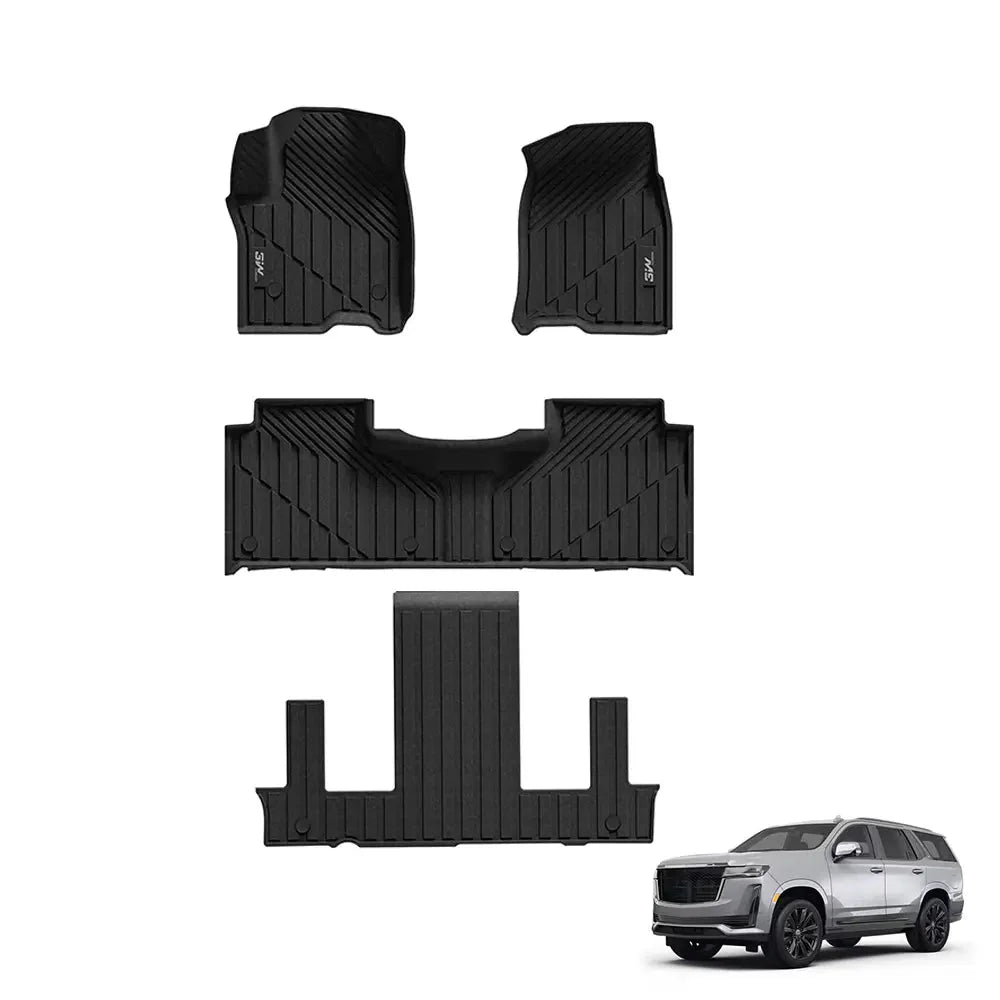 Cadillac Escalade/Chevy Tahoe / GMC Yukon (Bucket Seating) Adrian 3W All - Weather Custom Thorex™ Floor Mats for 7 Seat 2021 - 2026 - Adrian.UAE