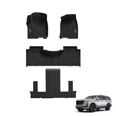 Cadillac Escalade/Chevy Tahoe / GMC Yukon (Bucket Seating) Adrian 3W All - Weather Custom Thorex™ Floor Mats for 7 Seat 2021 - 2026 - Adrian.UAE