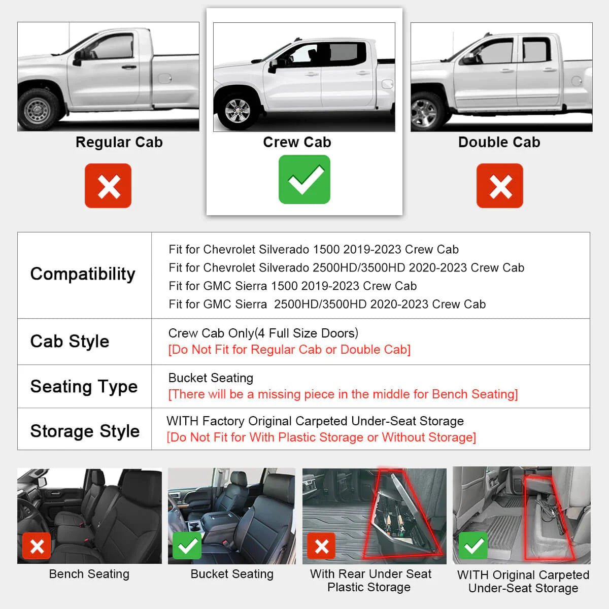 GMC Sierra/ Sierra Denali SuperCrew Cab/ Chevrolet Silverado 2019 - 2024 - Adrian Pro Series Car Mats - Adrian