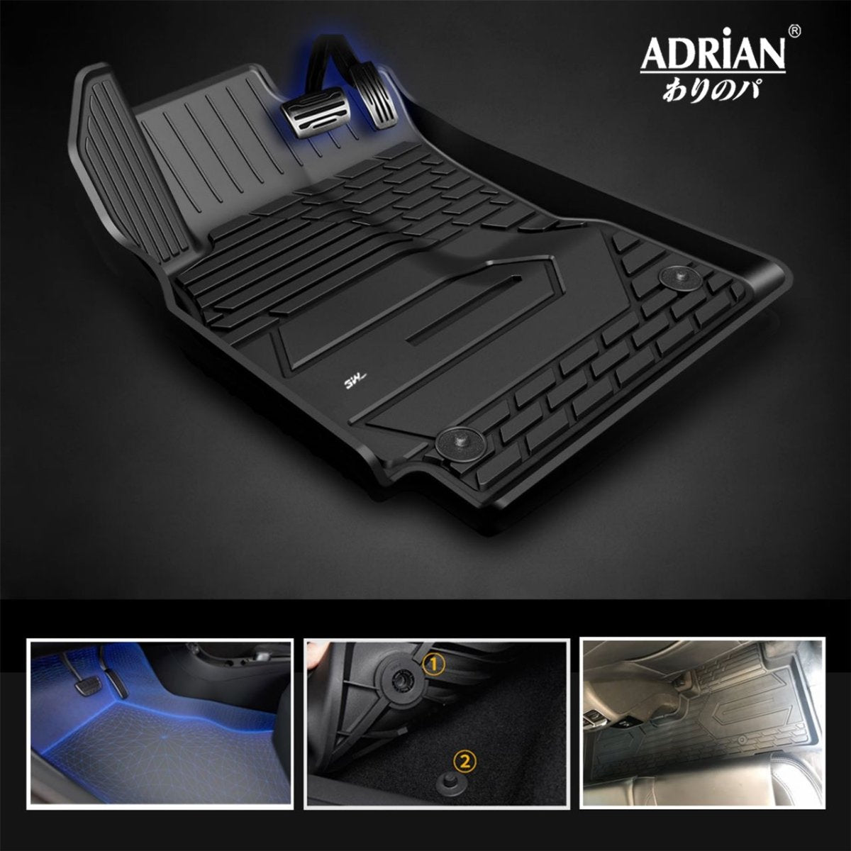 GMC Sierra/ Sierra Denali SuperCrew Cab/ Chevrolet Silverado 2019 - 2024 - Adrian Pro Series Car Mats - Adrian