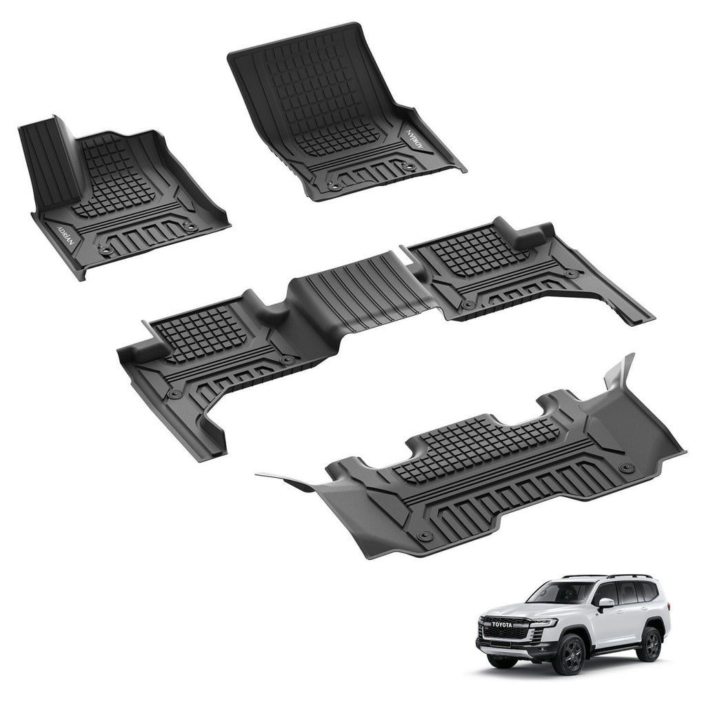 Toyota Land cruiser 2022 - 2025 (3 Rows) Black Color - Pro Series Car Mats - Adrian